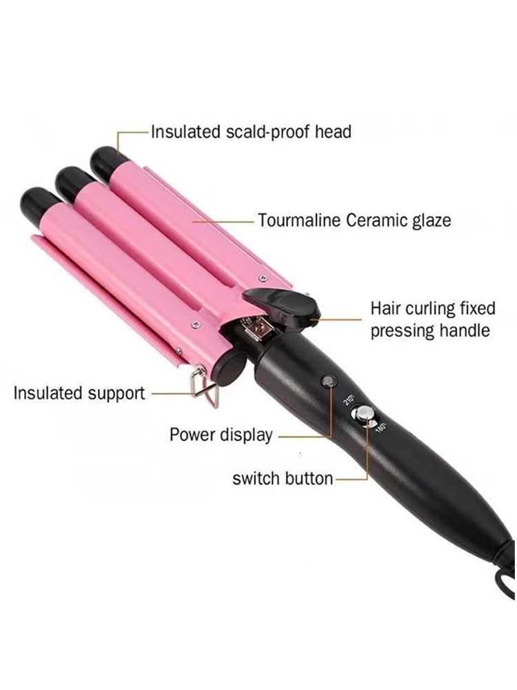 IRUIBEAUTY Professional Hair Curling Iron Ceramic Triple Barrel Hair Curler Irons Hair Styler Hair Waver Styling Tools C251202