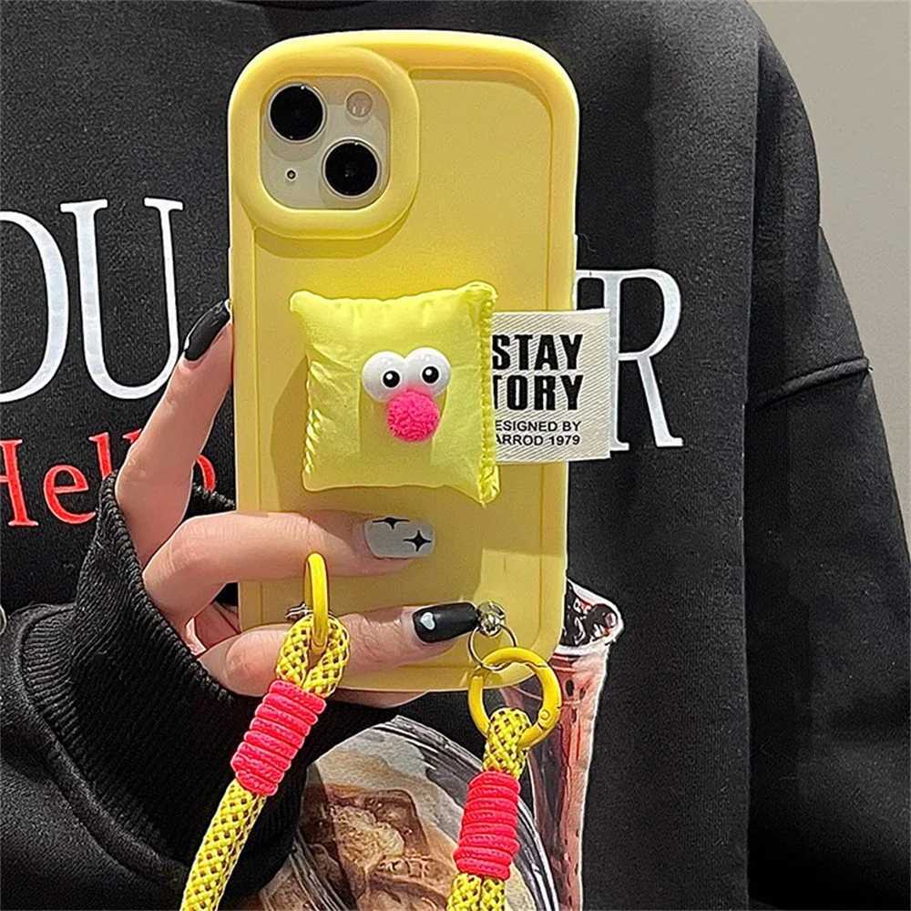 Cute Cartoon 3D Pillow Nylon Wristband Hot Pink Case For iPhone 15 14 13 12 11 Pro Max X XR Lovely Shockproof Soft Cover J251202