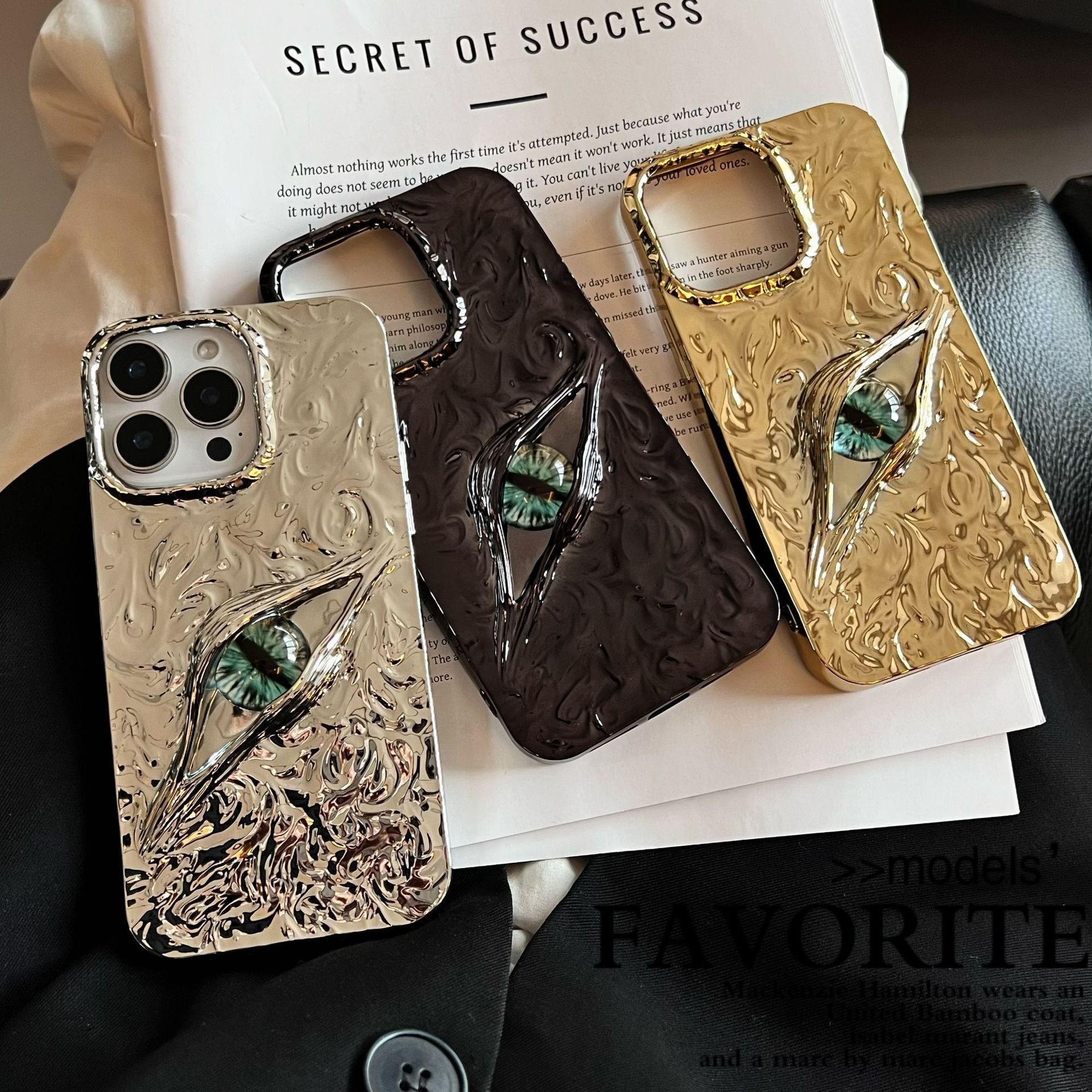 Wrinkled Funny 3D Eyes Phone Case iPhone 17 Pro Max Compatible with Apple 16/15 Pro Electroplated Matte Protective Case