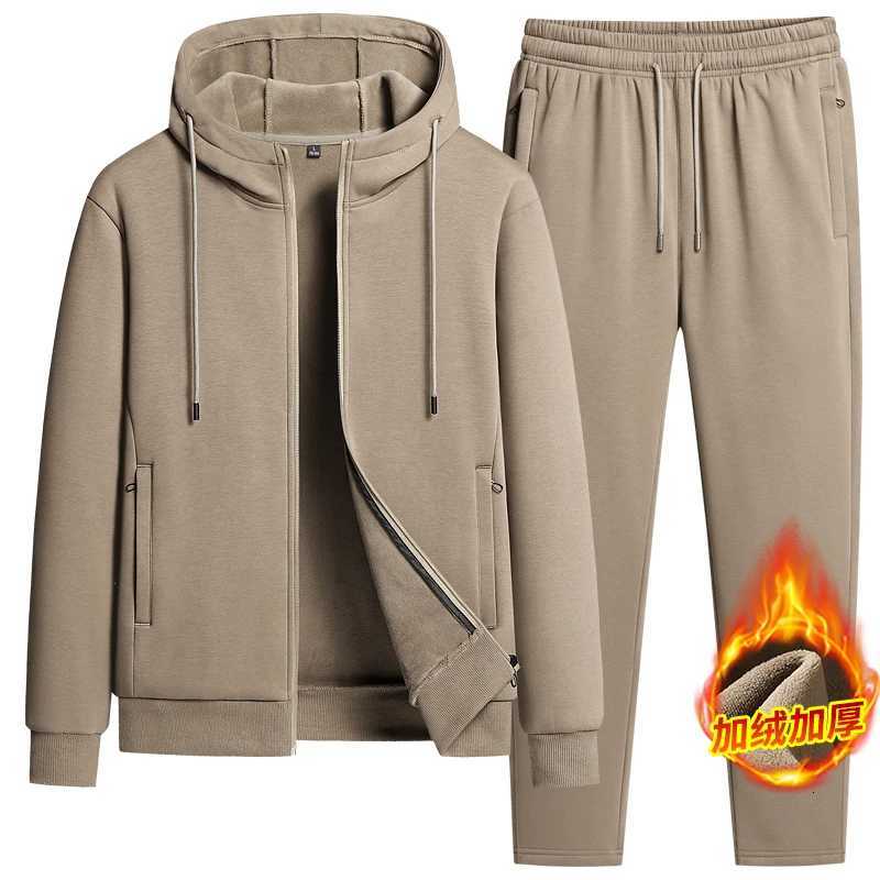 Cashmere Tracksuit Mens Sets Fleece Thick Hooded Brand Casual Autumn Winter New Hooded Cardigan Thickened Fleece Two-piece Set W251202