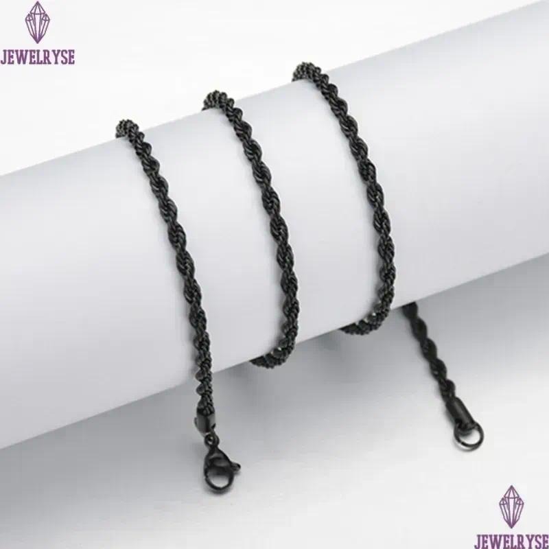 Punk Hiphop Necklace Chains Twisted Rope Stainless Steel For Women Men Gift Gold Silver Black South American Designer Jewelry Necklaces Chain Choker J