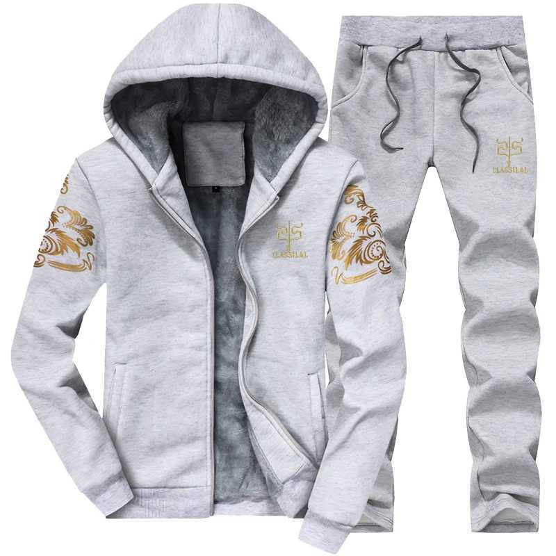 2025 new mens autumn and winter sports and leisure set one set of fleece hoodie mens autumn and winter thick oversized hoode W251202