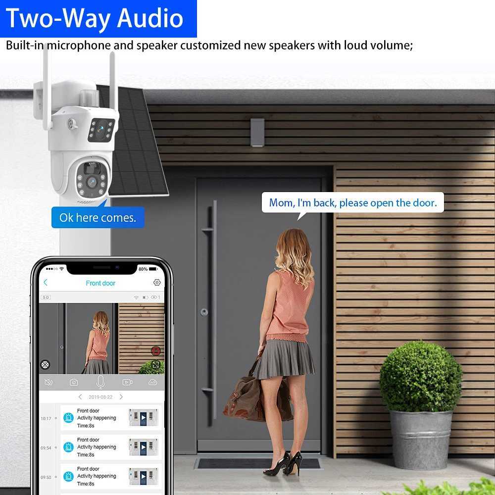 5G24GHZ WIFI Security PTZ Camera Dual Lens Dual Sn Solar Power Battery 8MP 4K CCTV Al PIR Detection IP Camera EseeCloud C251202