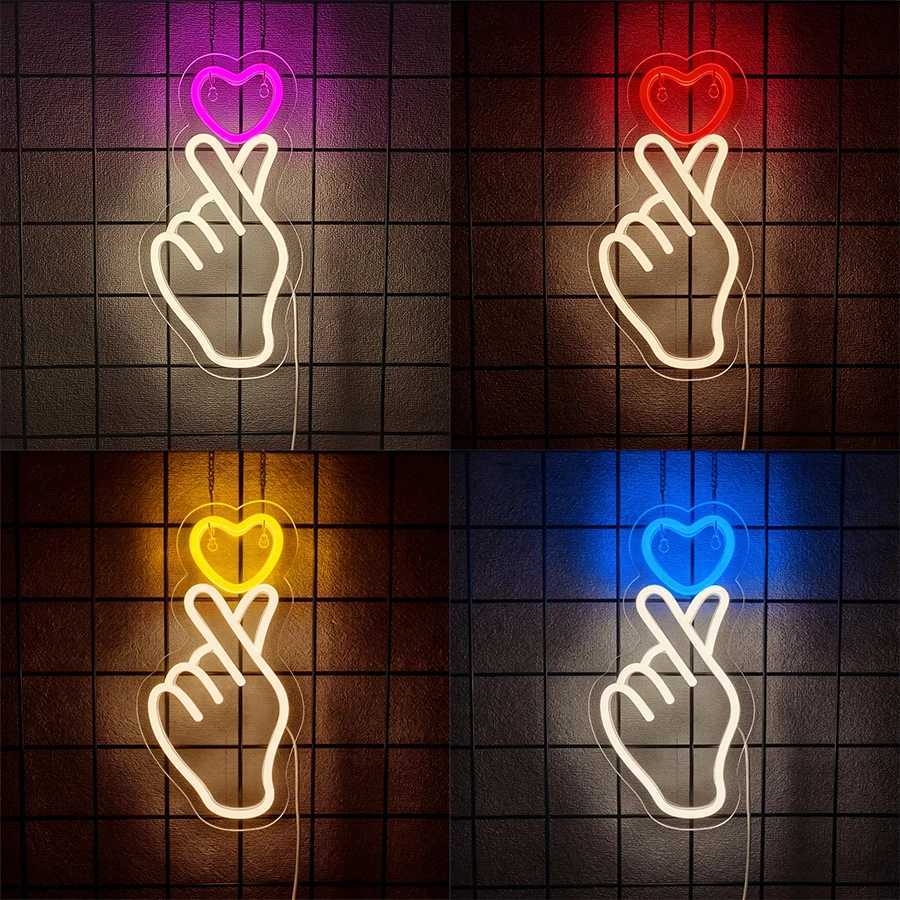 Finger Led Neon Sign Hand-Than-Love Icon Girls Dormitory Decor Bar Wedding Proposal Party Wall Lamp Christmas Gift H251201