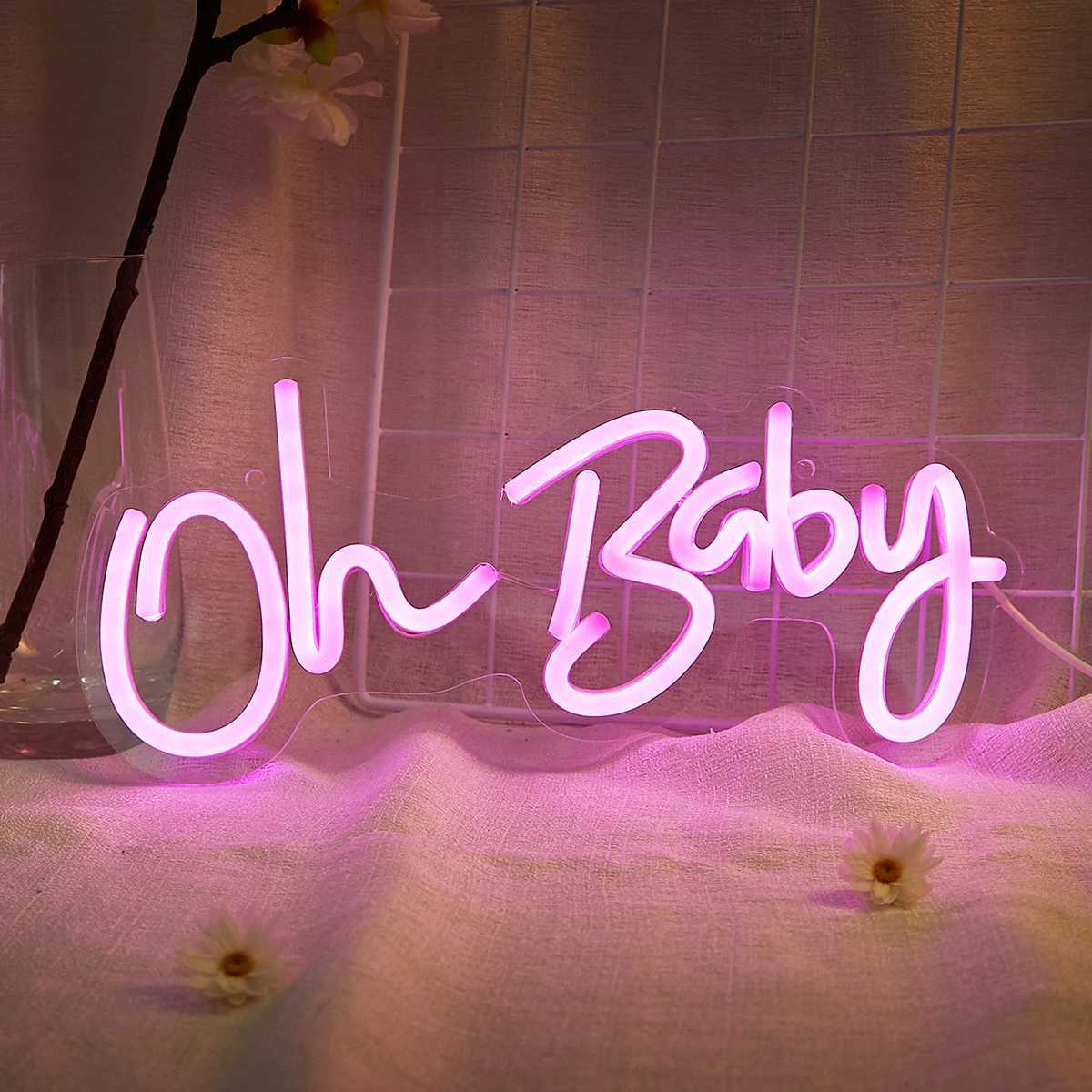 Chi-buy LED Neon Oh baby USB Powered Neon Signs Night Light 3D Wall Art Bedroom Living Room Decor Lamp Sign Christmas Gift H251201