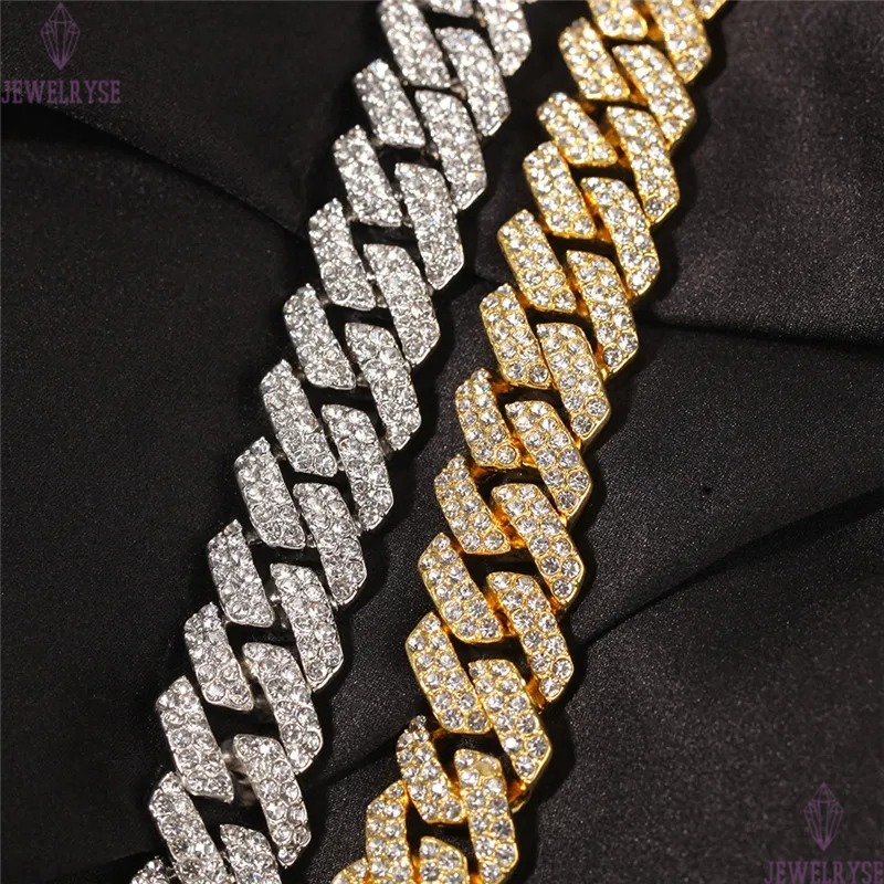 18mm cuban link chain mens necklace designer jewelry gold chain for man party Hip Hop Diamond Iced Out Chains AAA Austrian Rhinestone Silver Necklaces