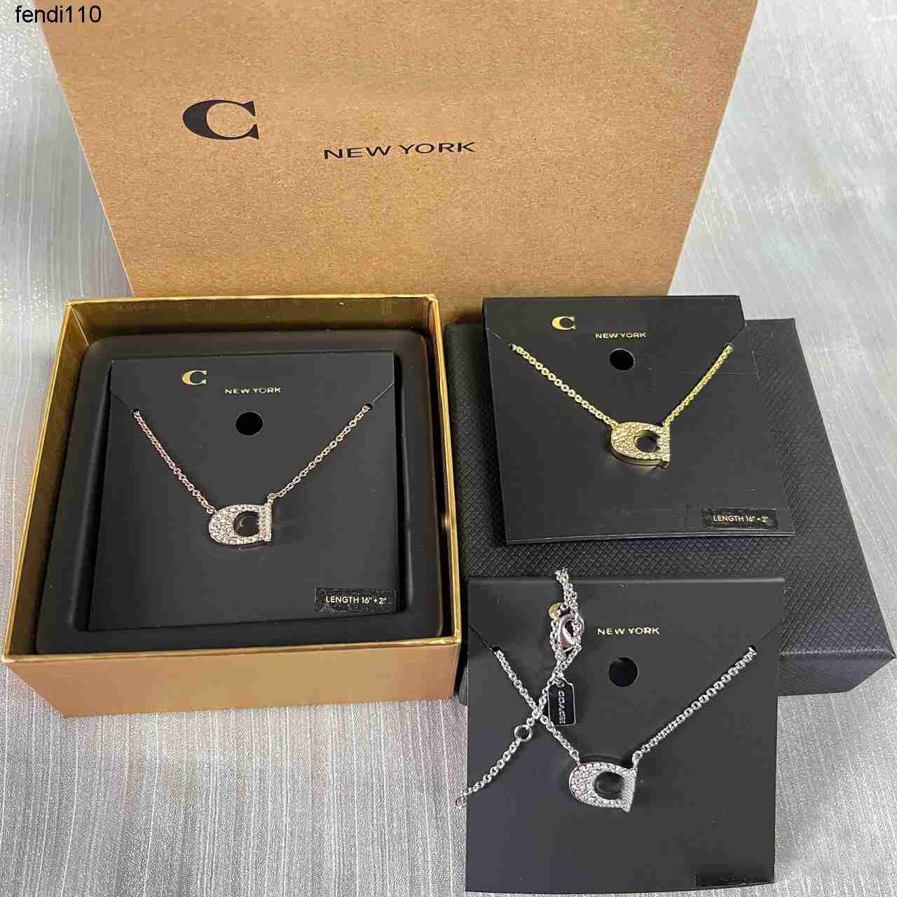 Pendant Necklaces Diamond pendant necklace Luxury women Designer Necklace double ring necklace enamel Lady Elegant Valentines Day gift wedding jewelry
