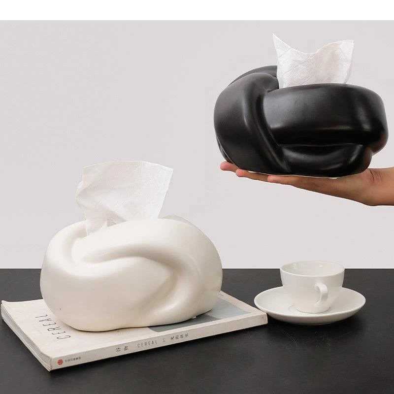 Clinch Knot Ceramic Tissue Box Irregar Shape Paper Towel Coffee Table Desktop Boxes Modern He Decor H251201