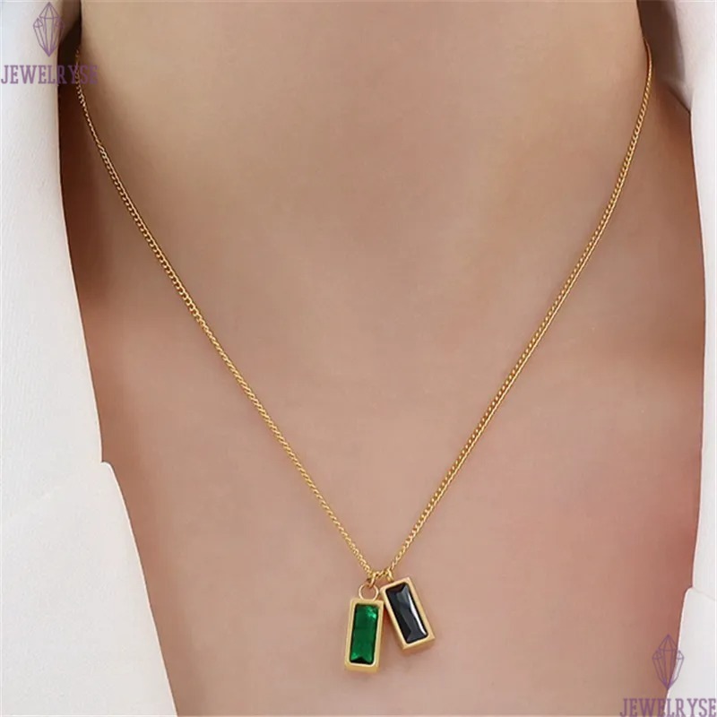 fashion gold chain stainless steel designer necklace for woman party green CZ pendant silver necklaces choker jewelry birthday valentines day family g