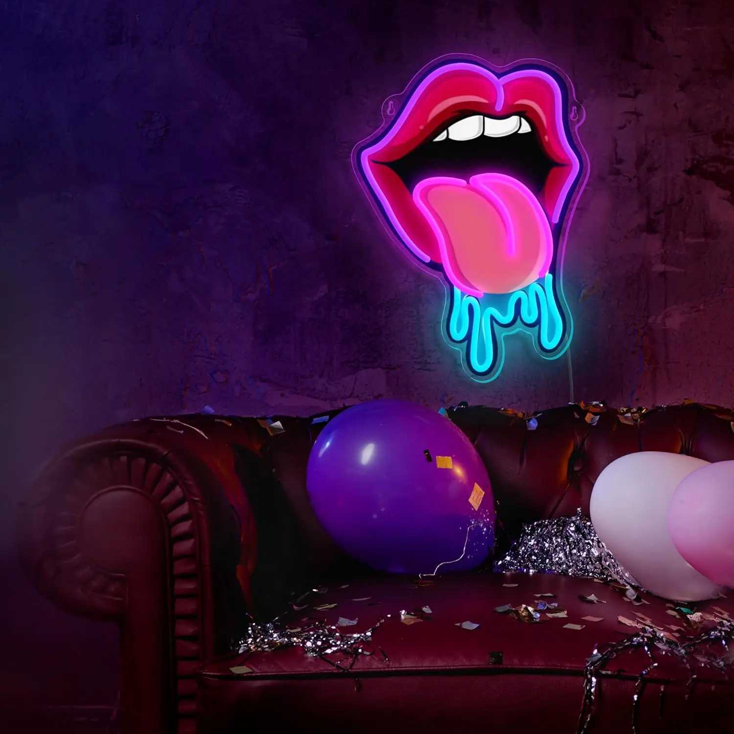 Lip tongue Neon Sign USB Dimmable LED Neon Light Sign Wall Art Decoration for Gameroom Bedroom Livingroom Party Birthday Gift H251201