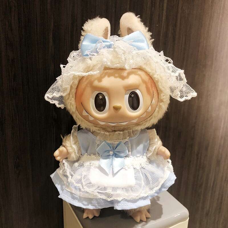 2025 Original Labubu Sitting Party Vinyl Plush Doll Pendant Keychain Clothes Dress-Up