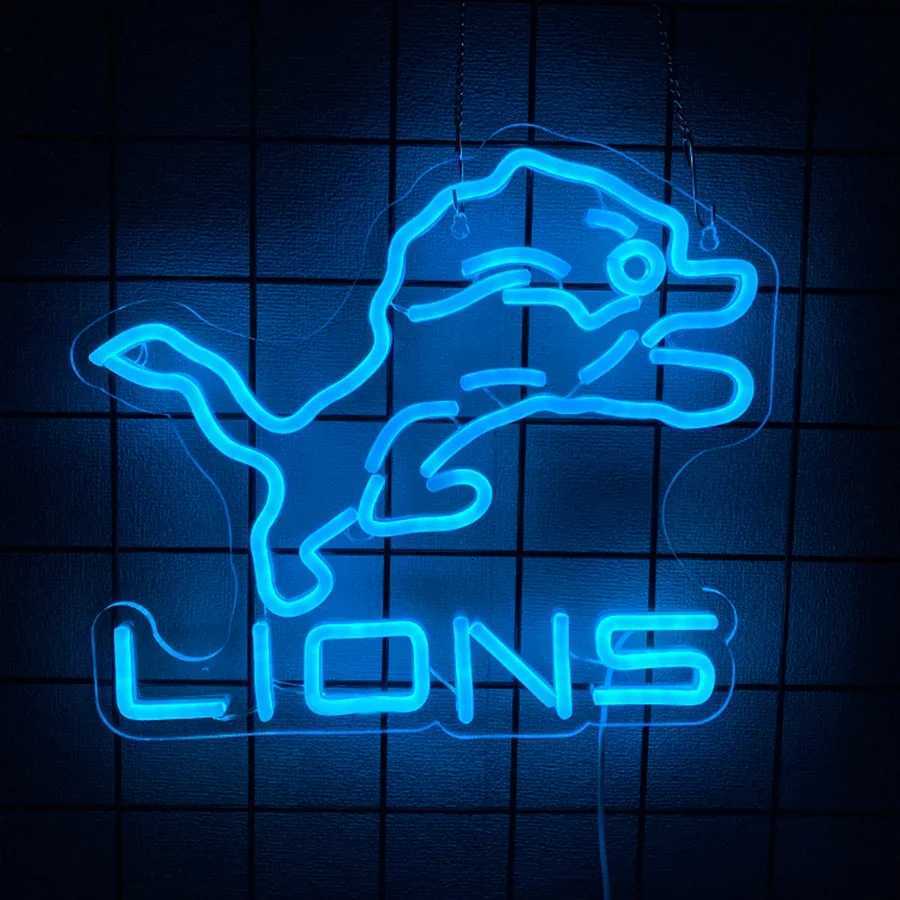 Lions Neon Lights Football Led Night Lights Lions Lights Used As Gifts For MenS Caves Clubs And Football Fans H251201