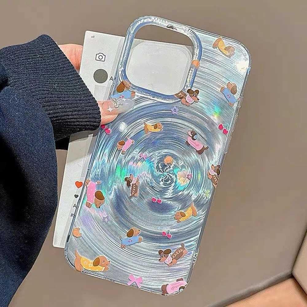 Korean Cute Fishes Silicone Phone Case For iPhone 15 Pro Case For iPhone 11 12 13 14 16 Pro Max Vortex Pattern Soft Back Cover J251202