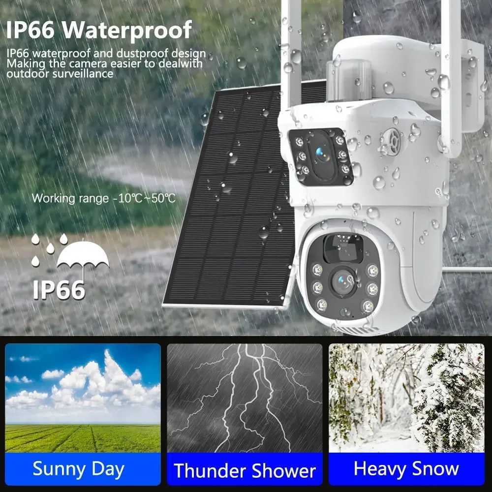 5G24GHZ WIFI Security PTZ Camera Dual Lens Dual Sn Solar Power Battery 8MP 4K CCTV Al PIR Detection IP Camera EseeCloud C251202