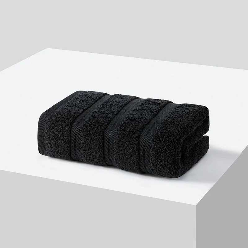 Pure Cotton Face Towel Terry Bathroom Strong Absorbent Soft Skin-friendly Adult Towels 3575cm Black Color Drop Shipping 1pc Y251202