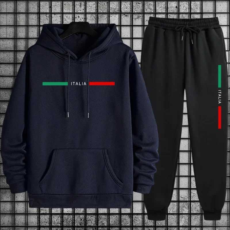 New Autumn Winter Male Sportswear Set Hoodie with Trousers Casual Training Suits Modern Athletic Fashion Daily Workout Clothing W251202