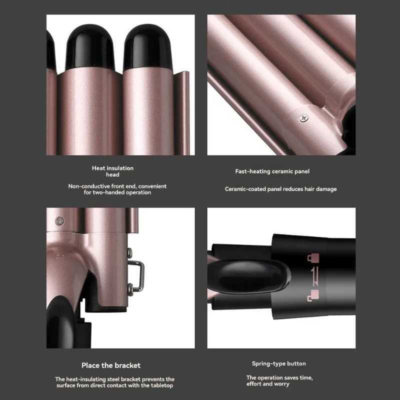 24H-SInterchangeable Titanium Coated Barrels 5-In-1 Mtifunctional Curling Iron Set With LCD Display 110-220V EU Plug C251202