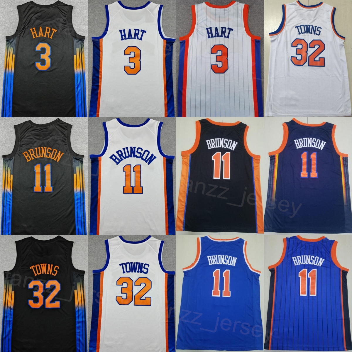Men Karl-Anthony Towns Jerseys 32 Basketball 2026 City Josh Hart 3 Jalen Brunson 11 Shirt Team Navy Blue White Black For Sport Fans Association Icon Good Quality