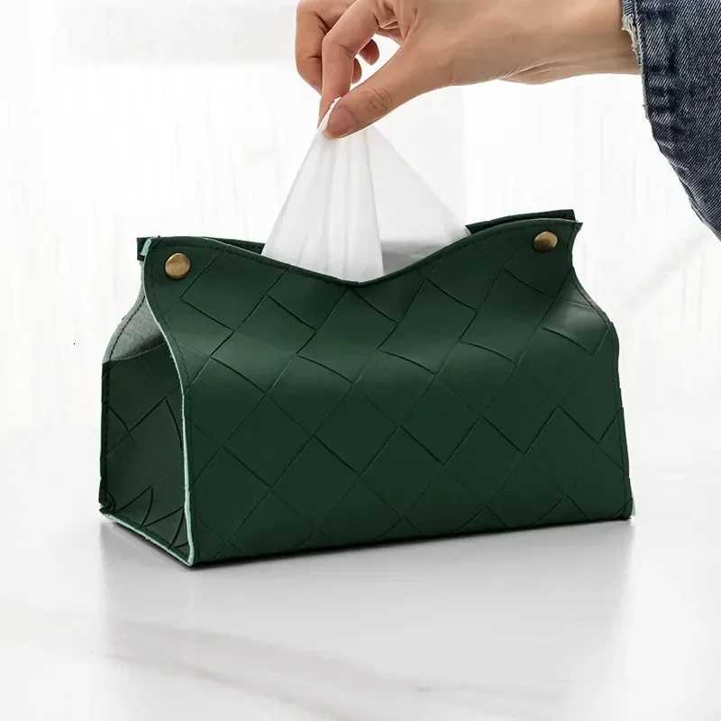 Living Ro Hotel Table Tissue Box Car Tissue Holder Cheap Wholes PU Leather Woven Plaid Tissue Box Nordic Modern H251201
