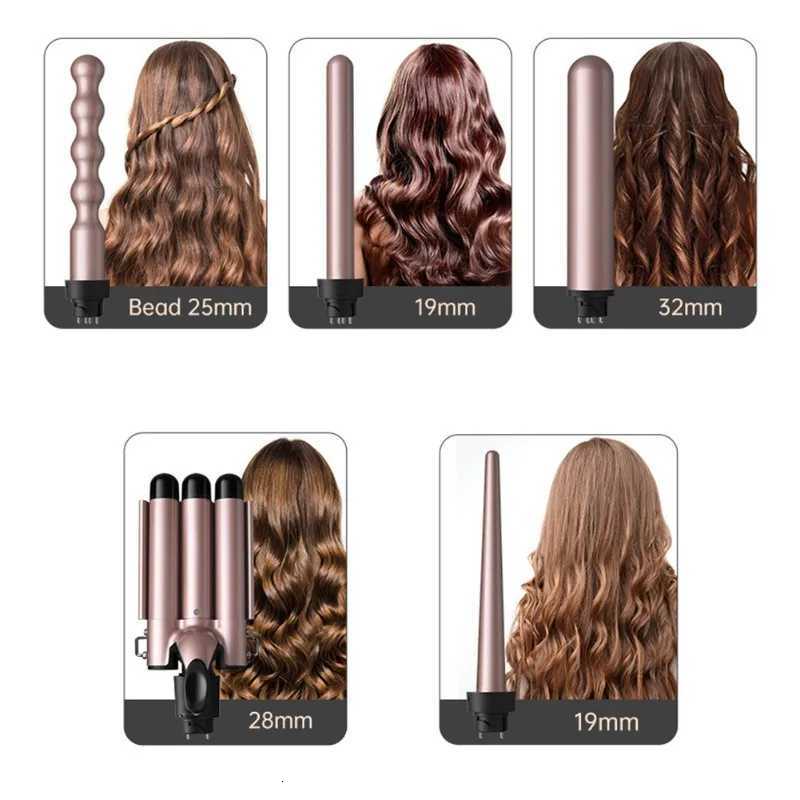 ELATEDMtifunctional 5-In-1 Curling Iron Set With Interchangeable Titanium Coated Barrels LCD Display 110-220V EU Plug C251202