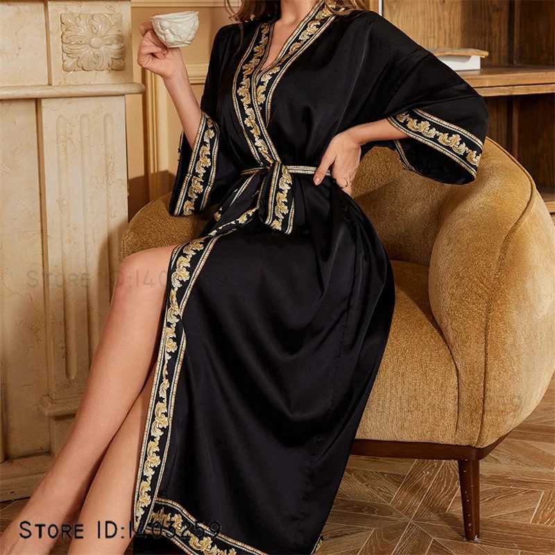 Plus Size Female Long Robe Home Wear Spring Summer New Sleepwear Kimono Gown Sexy Ice Silk Bathrobe Nightgown Loose Loungewear C251202