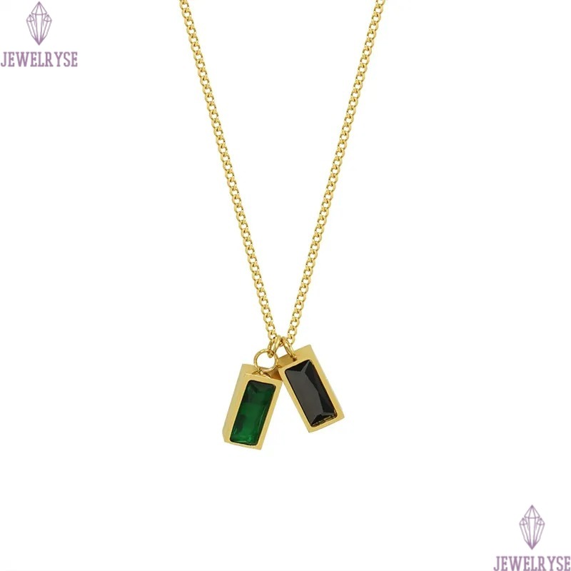 fashion gold chain stainless steel designer necklace for woman party green CZ pendant silver necklaces choker jewelry birthday valentines day family g