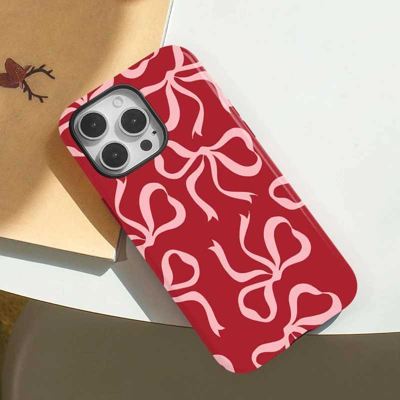Lovely Bow Phone Case For iPhone 16 Pro 15 14 Plus 13 12 11 Pro Max Plus For Wireless Two in one Magnetic Back Cover J251202