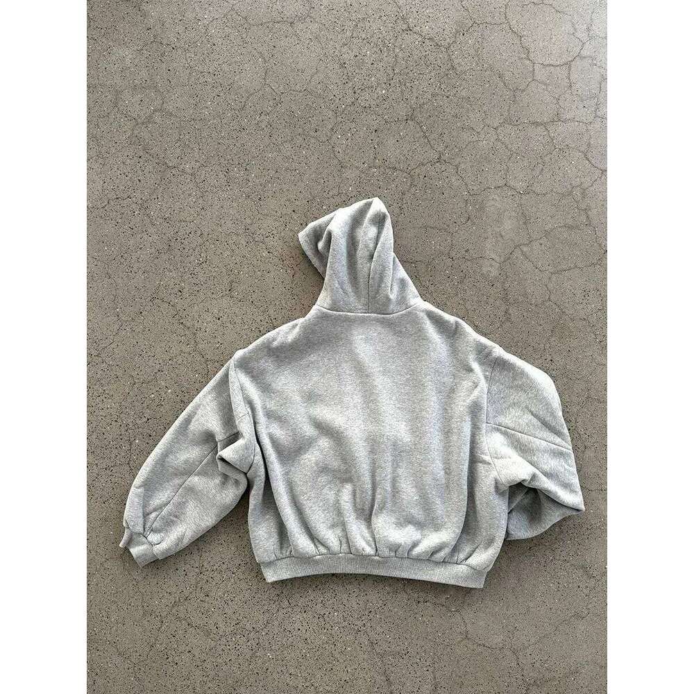 Designer Korean Fashion Simple Gray Double-Sided Oversized Zipper Hoodie Women's Y2k New Harajuku Gothic Casual Joker Couple Street Wear