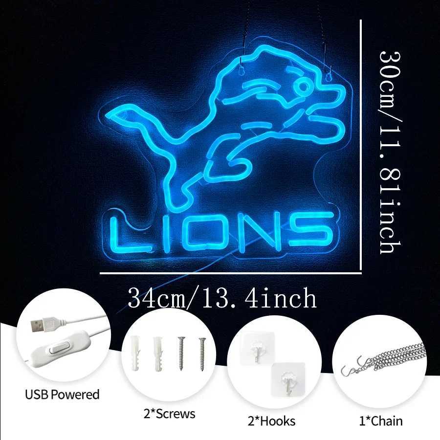 Lions Neon Lights Football Led Night Lights Lions Lights Used As Gifts For MenS Caves Clubs And Football Fans H251201