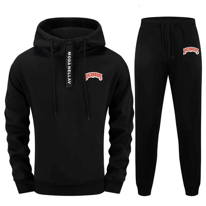 2025 New Release Men Tracksuit Set Urban Streetwear 2 Piece Half Zip Hoodie and Joggers Autumn Winter Fashion Sweatshirt Outfits W251202