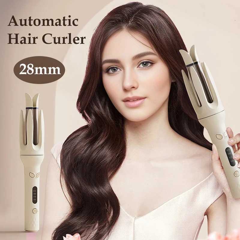 Autatic Hair Curler 28mm Negative Ions Electric Ceramic Curling Hair Stick Rotating Curl Waves Anti-Tangle Curling Iron Styler C251202