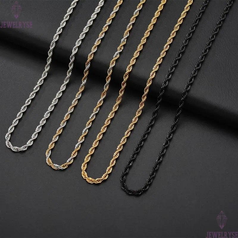 Punk Hiphop Necklace Chains Twisted Rope Stainless Steel For Women Men Gift Gold Silver Black South American Designer Jewelry Necklaces Chain Choker J