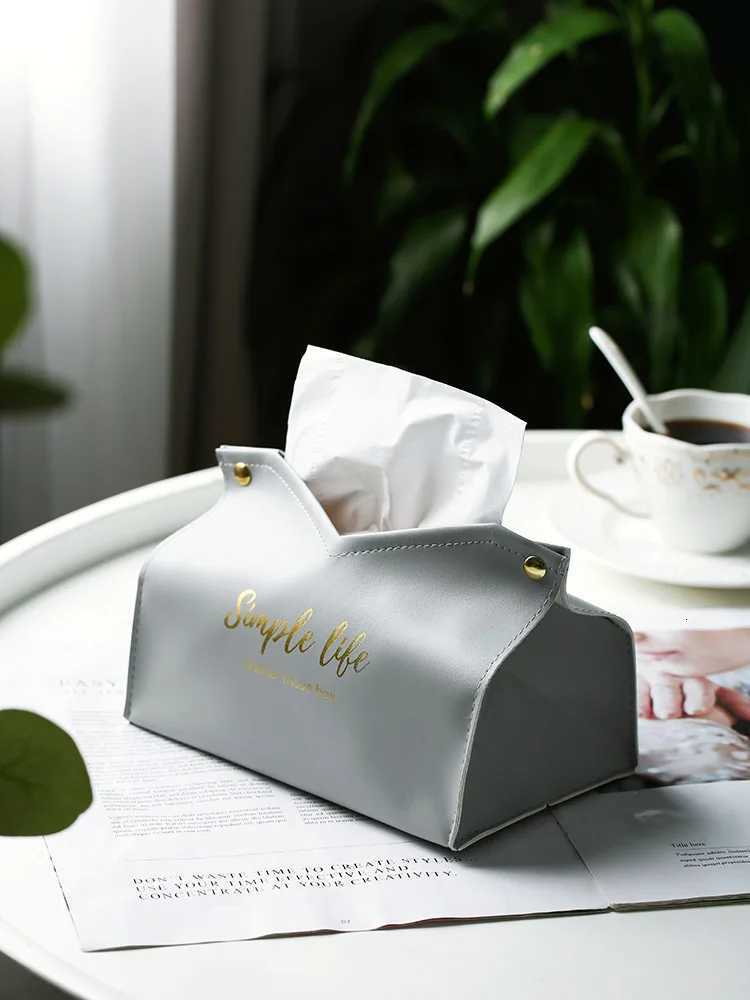 Nordic PU Leather Tissue Box holder Car Tissue Case Living Ro Pumping Paper Storage box Napkin Holder Desktop Napkin Holder H251201