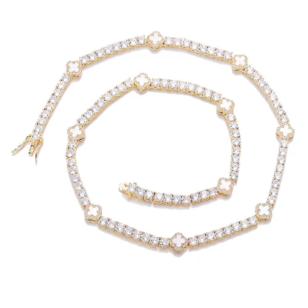 Hot Selling Design Black Clover Chain VVS D Moissanite Sterling Sier Tennis Bracelet 4mm Hip Hop Jewelry