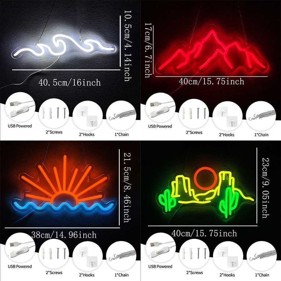 Neon Sign Of Sunrise And Sunset Solar Wave Icon Suitable For Bedroom Beach Bar Party Man Private Space And Home Art Decor H251201