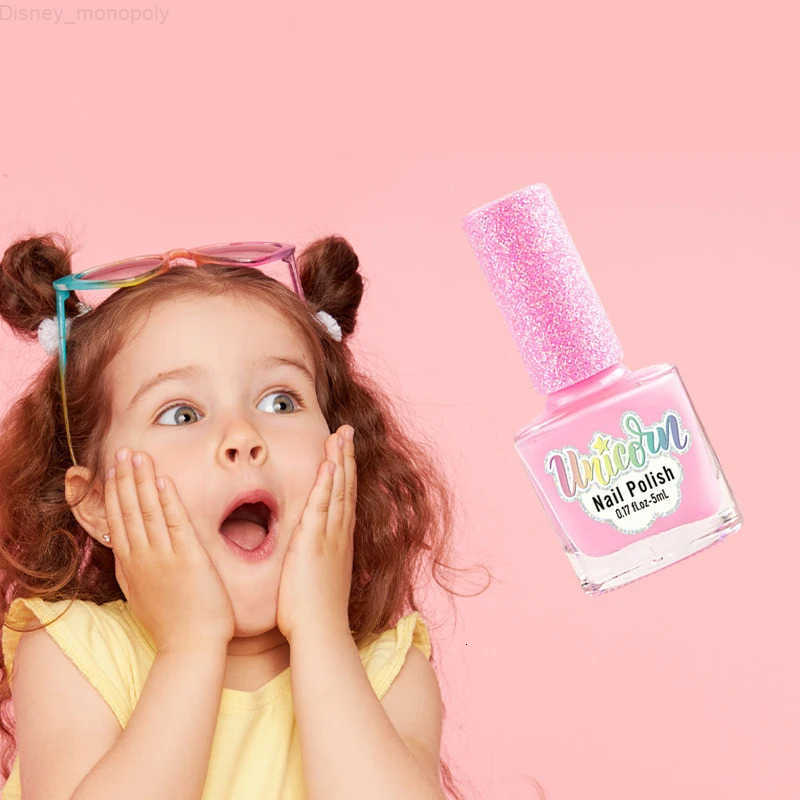 Disney Childrens Nail Polish Set 5 Color Safe Non-toxic Water-based Peelable Girls Princess Dress Up Play House DIY Nail Art Toys H251202