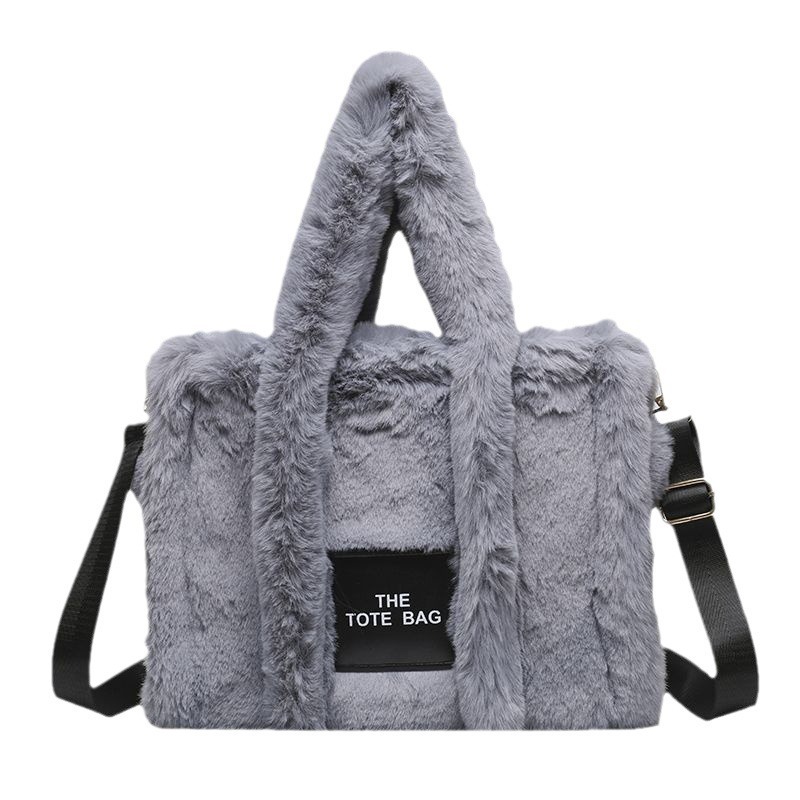 Winter Faux Fur Plush Tote Women's Letter Designer Large Capacity Handbag Tote Shoulder Bag Female Satchel Bags Bolsas wholesale