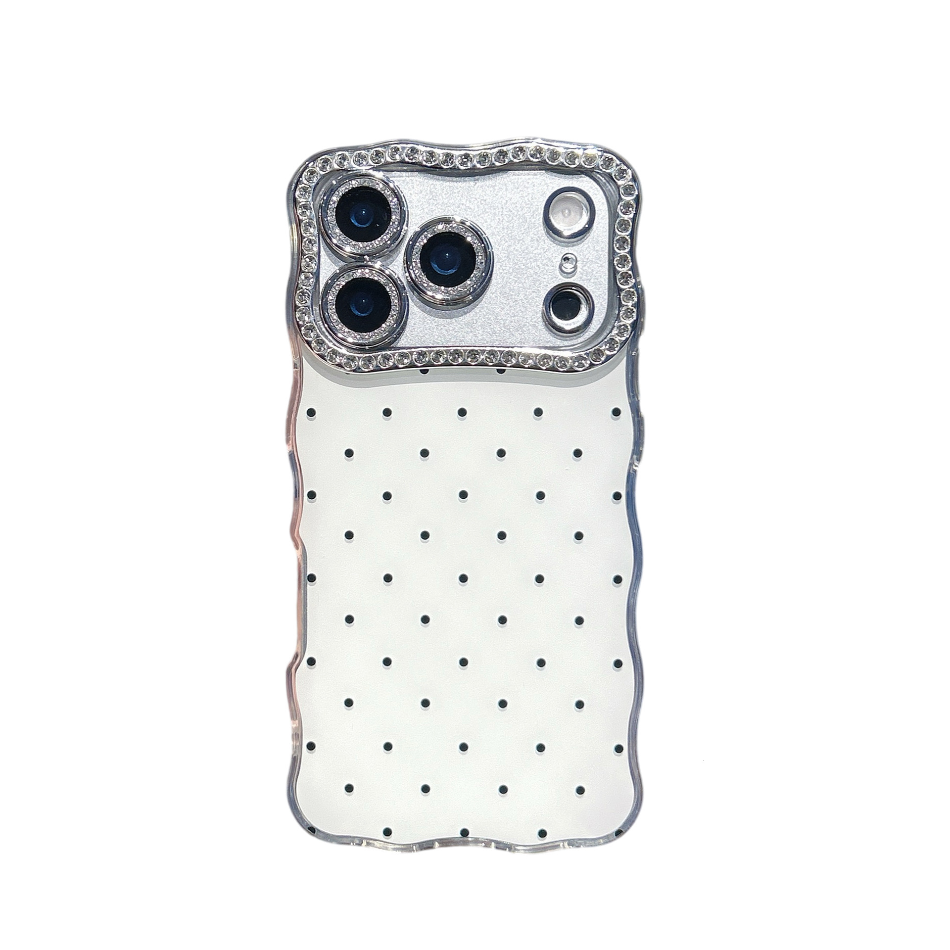 Twisted Edge Polka Dot Phone Case iPhone 17 Pro Max Compatible with Apple 16/15 Pro Diamond Lens Hard Protective Case