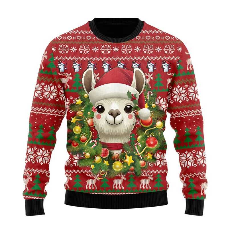 Kawaii Llama Ugly Christmas Sweater For Women Cute Alpaca Girls Tracksuit Holiday Sweatshirts Casual Unisex Sweaters Pullovers J251203