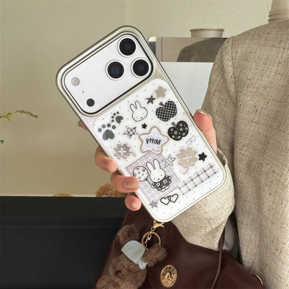 Simple polka dot rabbit stripe star mobile phone case for iPhone 17 16 Pro 15 Pro Max 14 17 Pro cover fashion cartoon cute Funda J251202