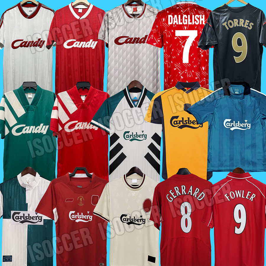 Retro Soccer Jersey DALGLISH 2005 RUSH FOWLER 10 11 Retro Football Shirts TORRES 85 86 88 89 91 OWEN 92 93 95 96 97 04 05 06 07 09 10