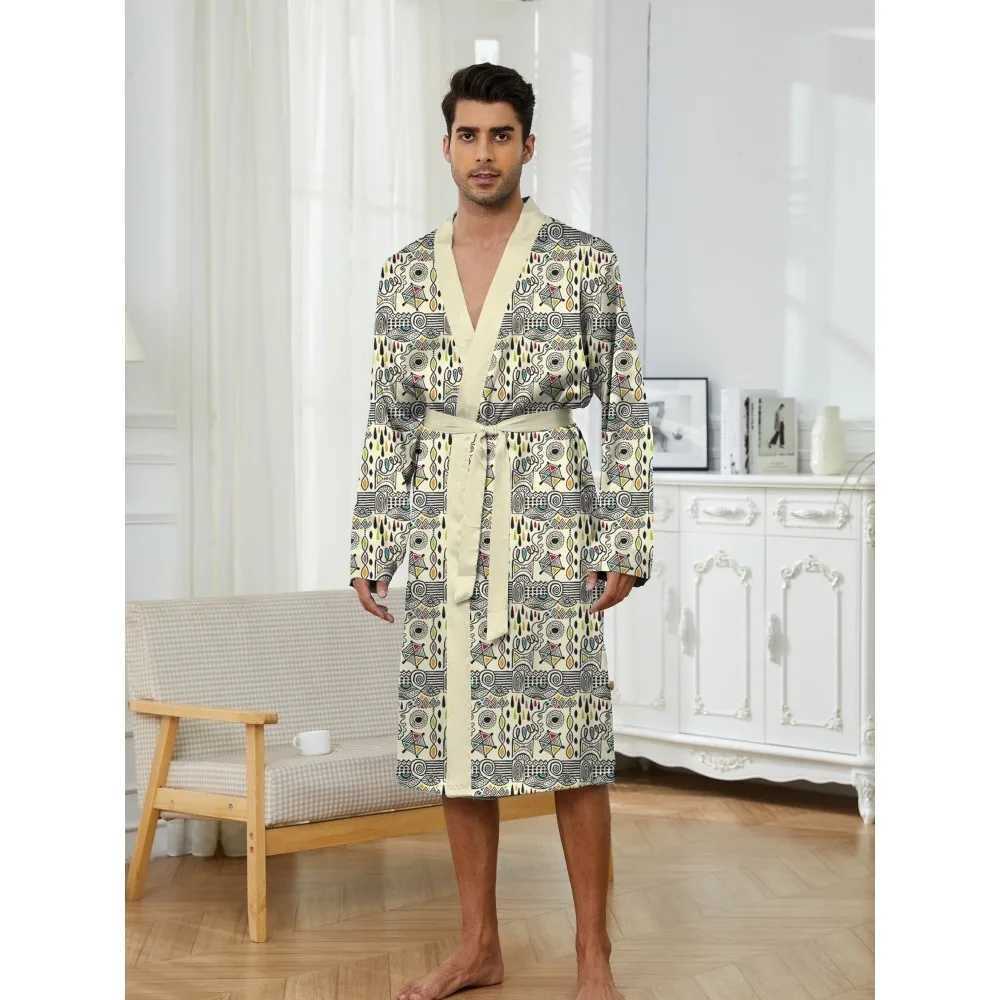 Mens Robe 2025 New 3D Pattern Printed Nightgown Suitable for Family and Skin-friendly Couple Thin Design Light Luxury Nightgown C251202