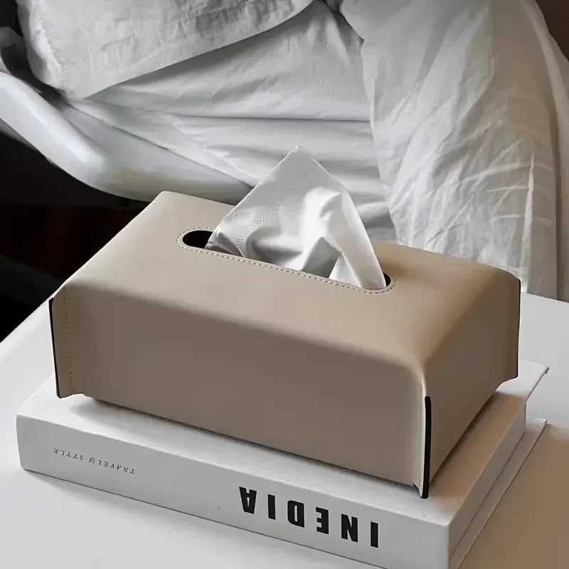 Leather Tissue Box Napkin Case Luxury Paper Cover Car Living Tissue Paper Holder Desktop He Tabletop Decoration H251201