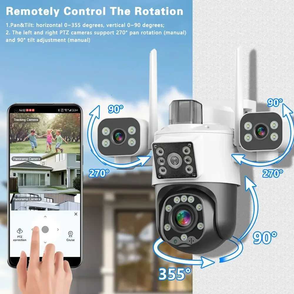 15MP Outdoor Wifi PTZ Camera Three Lens Three Sn AI Auto Tracking IP Video Surveillance Camera CCTV Two Way Au ICsee App C251202