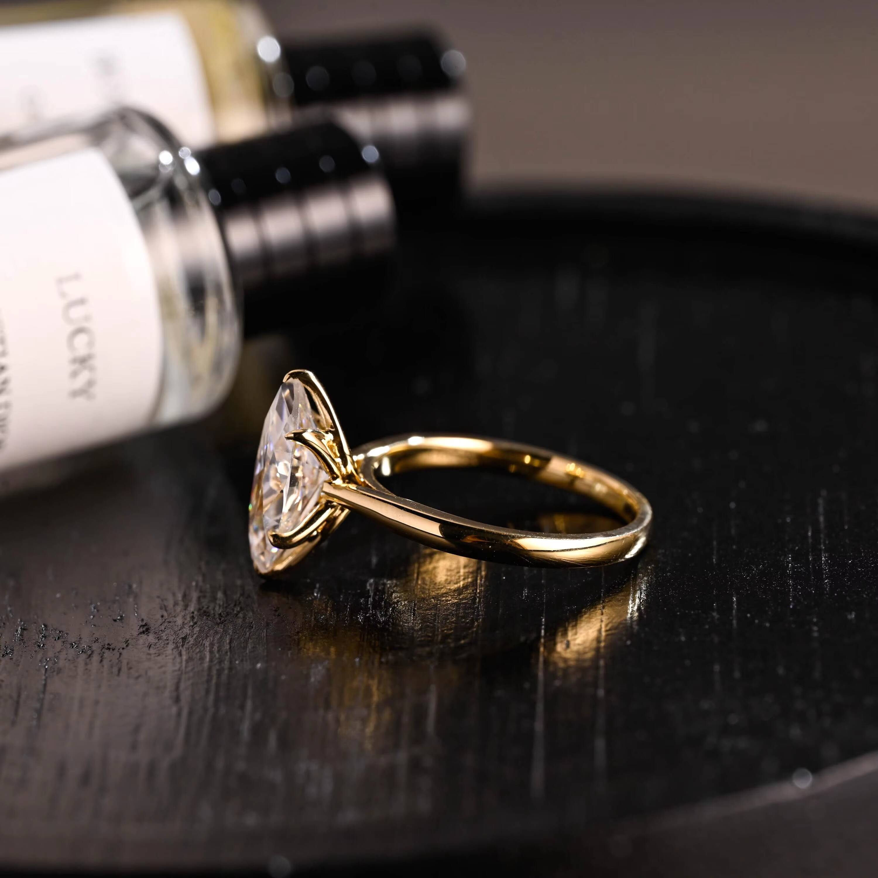 CHANG LAI Customized Jewelry 18k Yellow Gold 3 Ct Clarity Vvs Vs d Color 4ct Lab Grown Diamonds Marquise Ring for Women