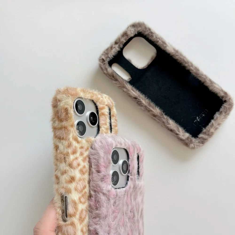 17 ProMax Fashion Leopard Print Plush Phone Case for iPhone 13 14 15 16 Pro Max 17 Pro INS Winter Embroidered Shockproof Cover J251202
