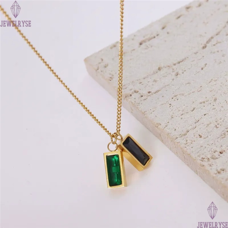 fashion gold chain stainless steel designer necklace for woman party green CZ pendant silver necklaces choker jewelry birthday valentines day family g