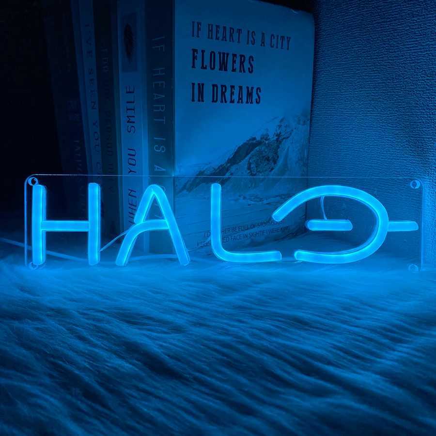 Halo Neon Sign Led Blue Letter Light Usb Powered With Switch Used For Bedroom Game Room Club Party Man Cave Wall Decor H251201
