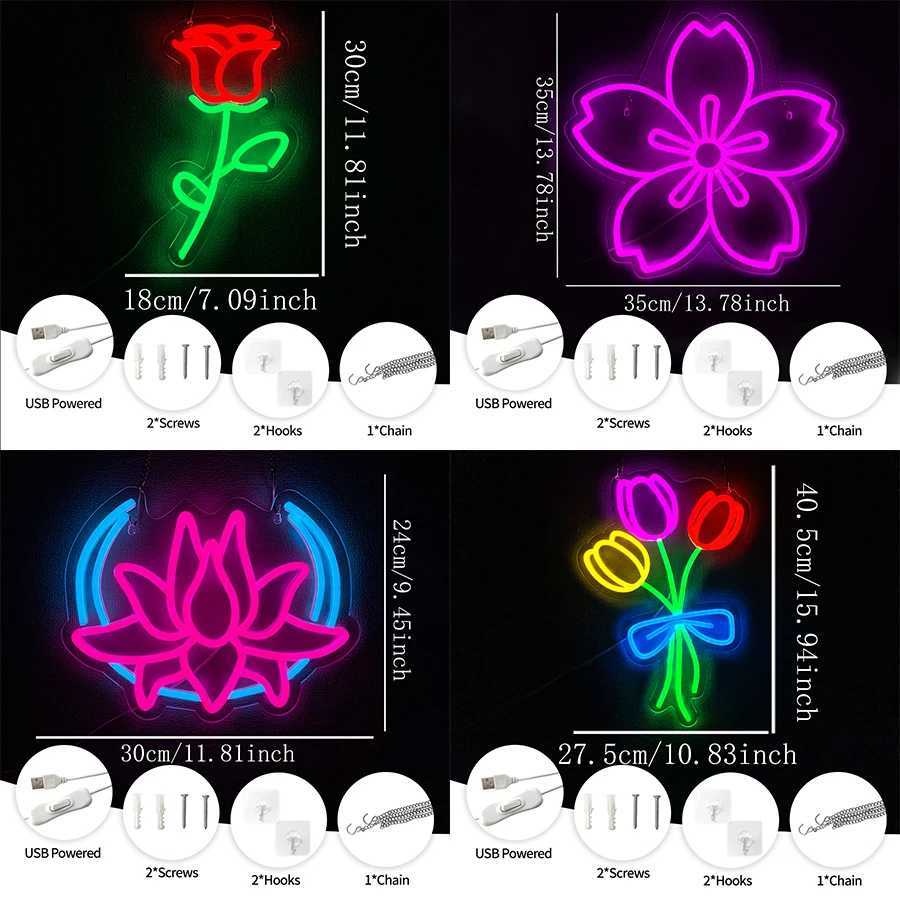 Plant Series Neon Signs Flower Icon Wall Decor Usb Powered Used For Wall Lamps In Rooms Homes Clubs Cafes And Flower Shops H251201