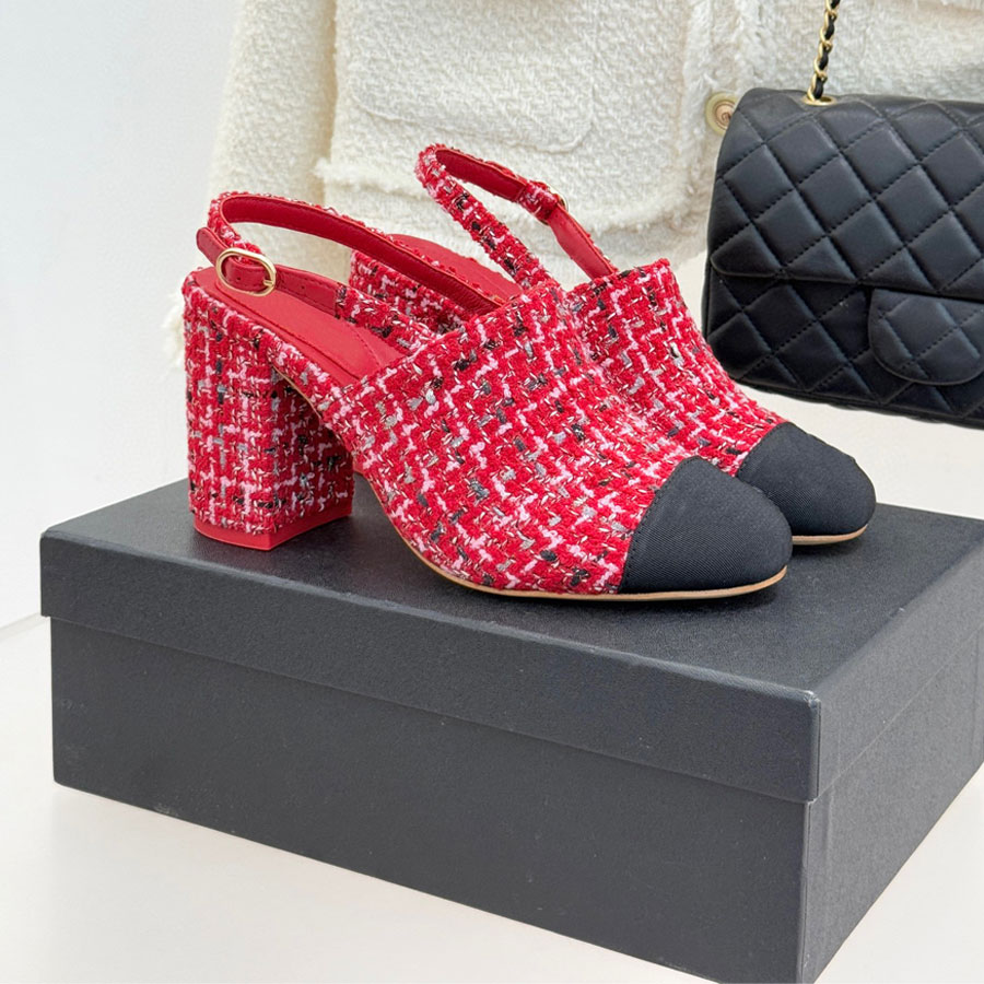 top quality new loafers Real leather slingback Sandals pumps Chunk block heels Square toes Office dress shoes Designer Shoes Wedding shoes Red black Factory